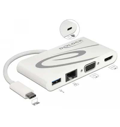 Docking Station USB Type-C 3.1  HDMI 4K 30 Hz, VGA, LAN, USB PD