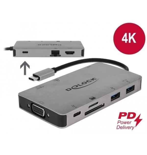 Docking Station USB Type-C 4K - HDMI / VGA / USB 3.1 / SD / LAN / PD 3.0