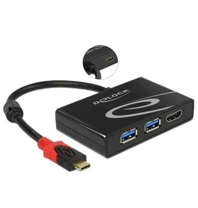 Adattatore USB 3.1 Gen 1 USB Type-C maschio - 2x USB 3.0 Tipo-A femmina, 1x HDMI femmina (DP Alt Mode) 4K 30 Hz