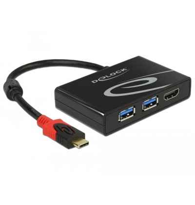 Adattatore USB 3.1 Gen 1 USB Type-C maschio - 2x USB 3.0 Tipo-A femmina, 1x HDMI femmina (DP Alt Mode) 4K 30 Hz