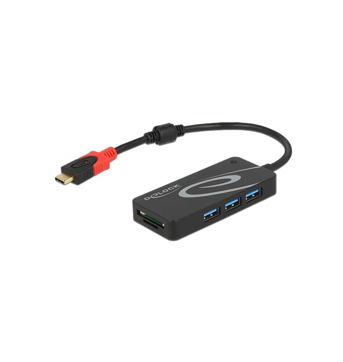 Hub USB 3.1 Gen 1x USB Type-C - 3x USB Tipo-A, lettore di schede SD