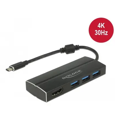 Adattatore USB Type-C - 3x USB 3.0 Tipo-A, 1x HDMI (DP Alt Mode) 4K 30 Hz