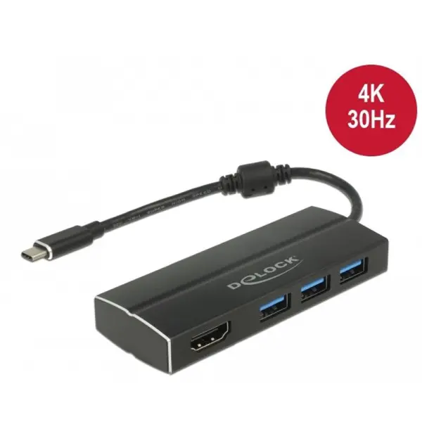 Adattatore USB Type-C - 3x USB 3.0 Tipo-A, 1x HDMI (DP Alt Mode) 4K 30 Hz