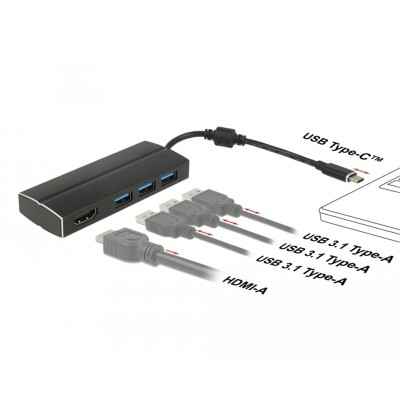 Adattatore USB Type-C - 3x USB 3.0 Tipo-A, 1x HDMI (DP Alt Mode) 4K 30 Hz 2