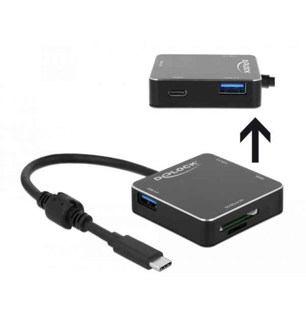 Hub USB 3.1 Gen 1 a 3 porte con connessione USB Type-C e slot SD / Micro SD