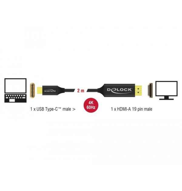 Cavo USB Type-C - HDMI (DP Alt Mode) 4K 60 Hz coassiale 2 m