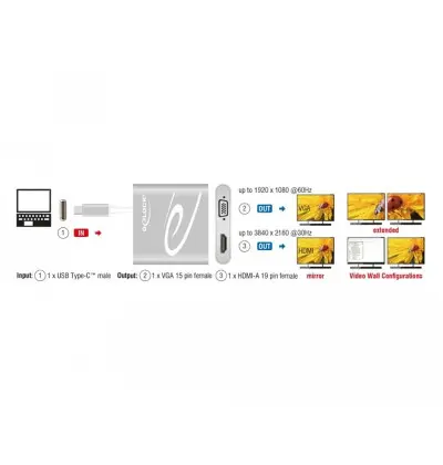 Adattatore USB Type-C - 1x HDMI + 1x VGA 2