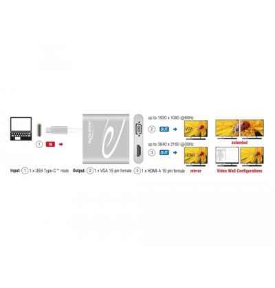 Adattatore USB Type-C - 1x HDMI + 1x VGA