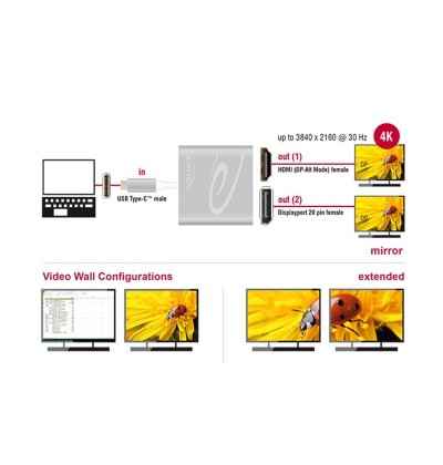 Adattatore USB Type-C - 1x HDMI + 1x DisplayPort 4K 30 Hz 2